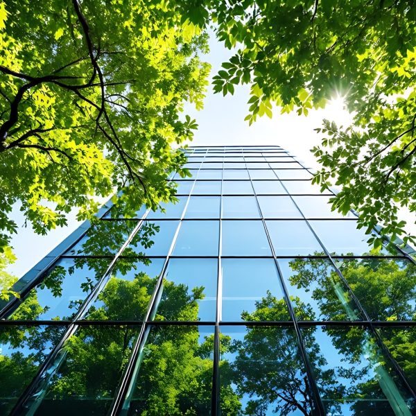 Eco-friendly,Green,Office,Building,With,Trees,On,Roof,Sustainable,Architecture